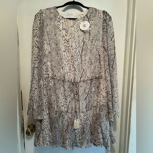 NWT En Creme dress - Beautiful Ivory/Gray/Gold Embellished - Size L